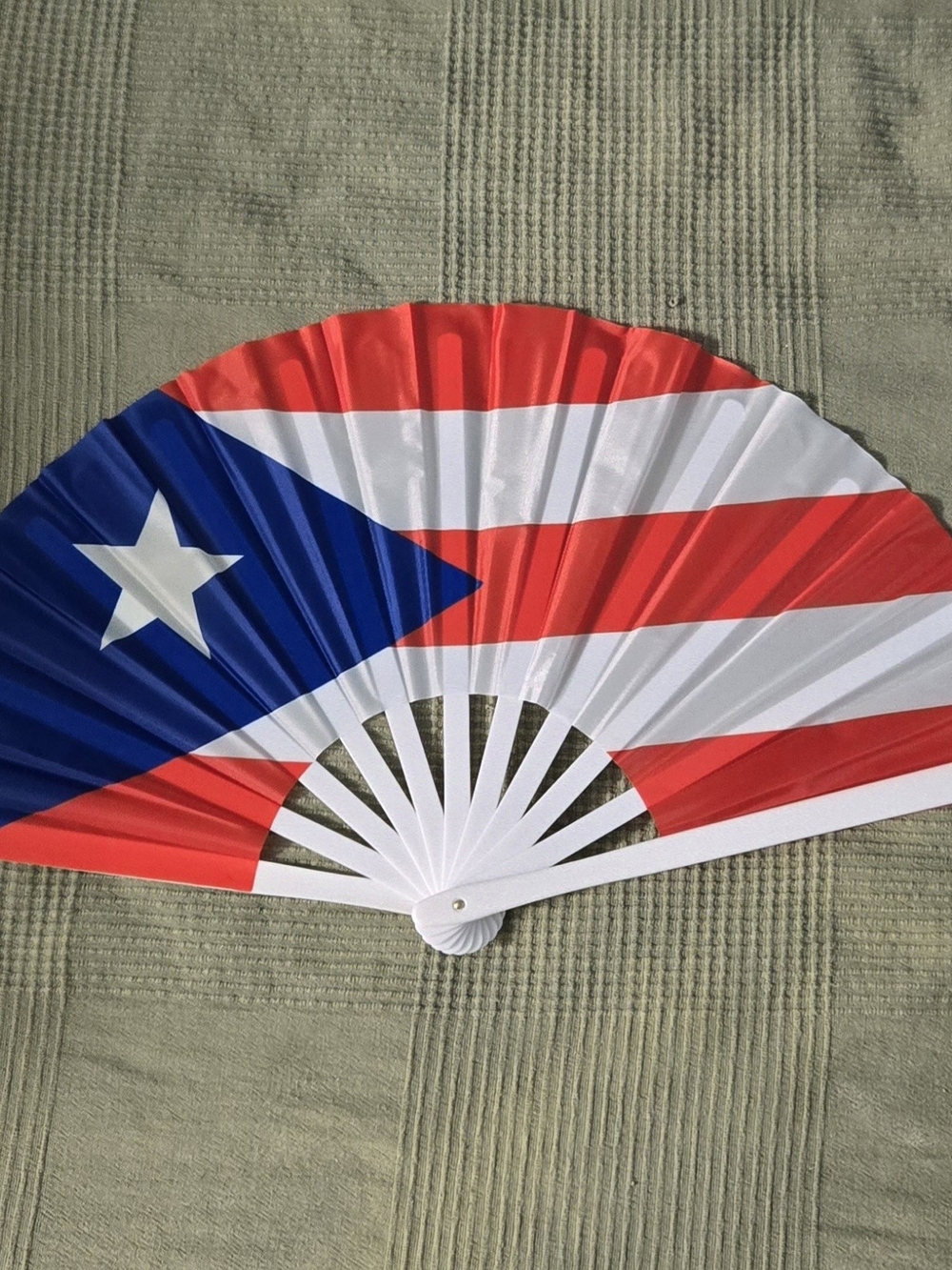 Puerto Rico Flag Hand Fan - Red White Blue